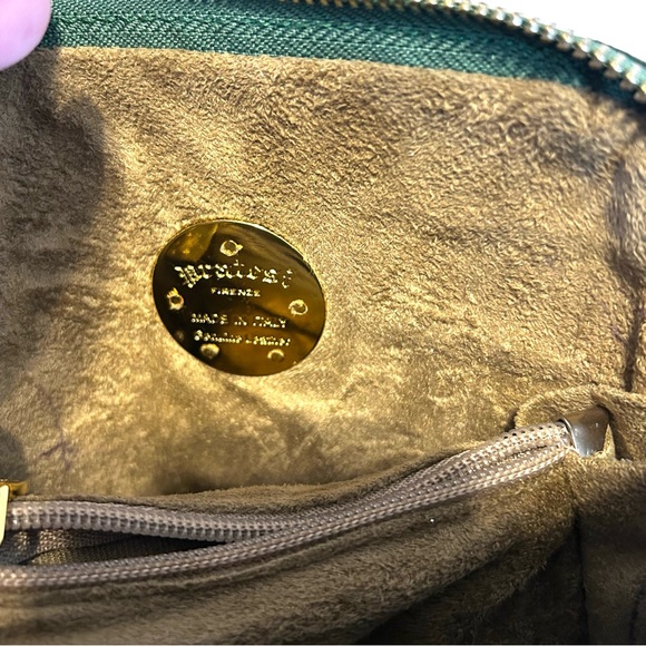 Pratesi Firenze Emerald Green Italian Leather Crossbody Bag w/Gold Chain - Picture 8 of 11